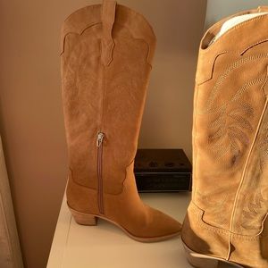 Dolce Vita tan suede knee length boots with 1 inch heel